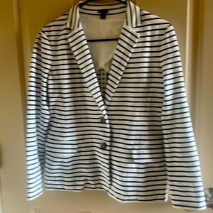 J crew navy and white striped blazer